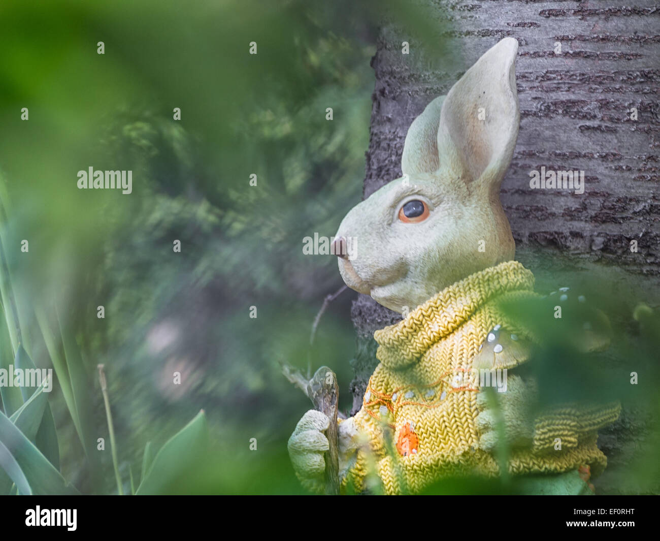 Easter bunny in the garden. Stock Photo