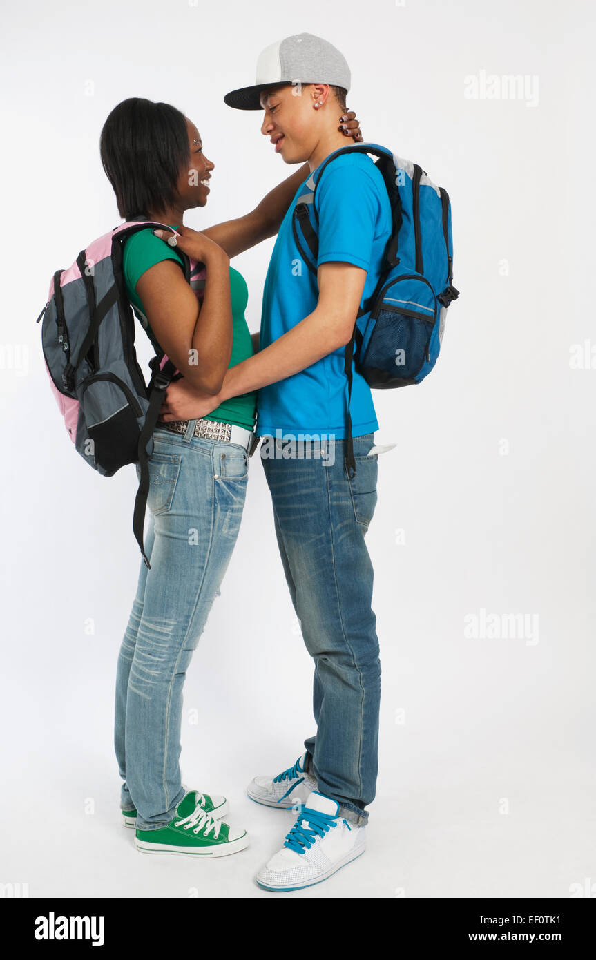 Teenage couple embracing Stock Photo