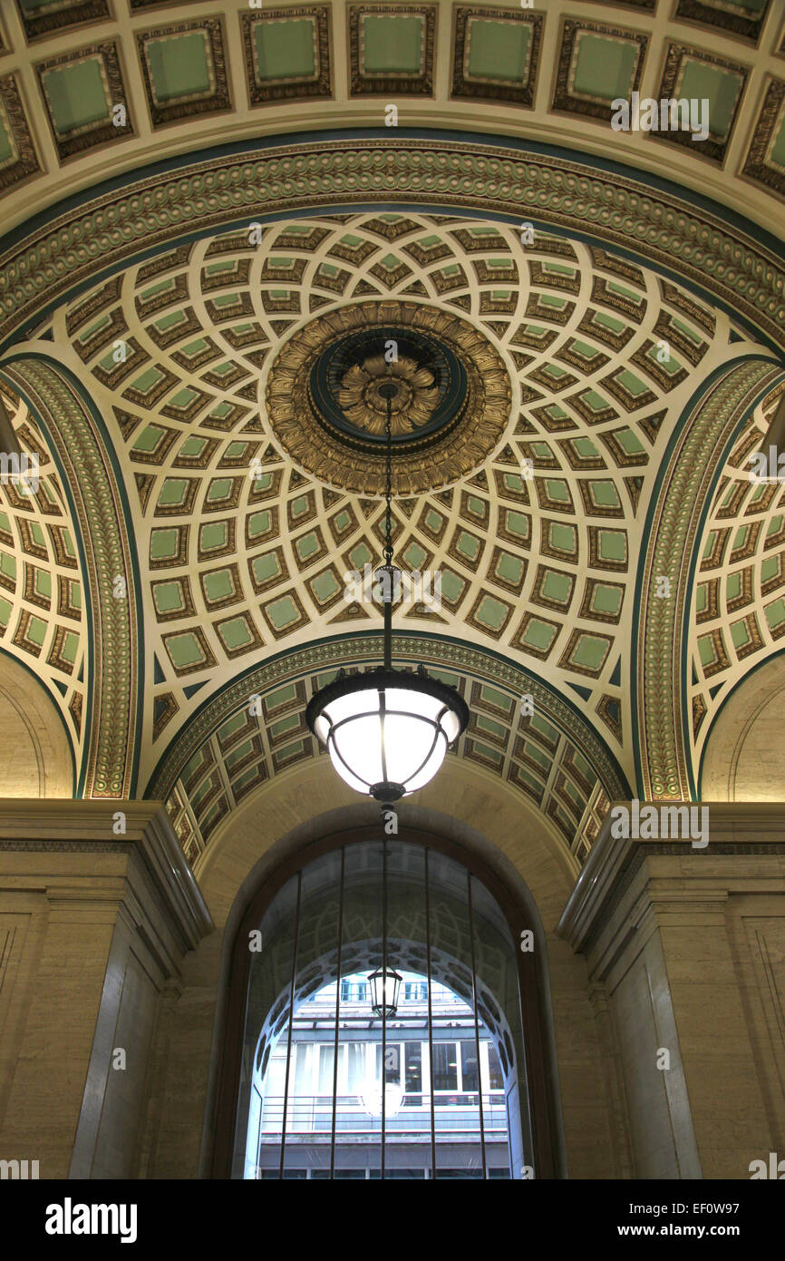 Classic interior of the india Buildings arcade in Liverpool, with art