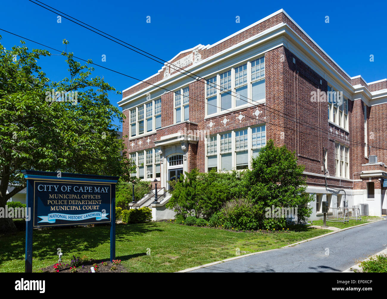 Municipal Offices, Police Dept and Municipal Court, Washington Street, Cape May, New Jersey, USA Stock Photo