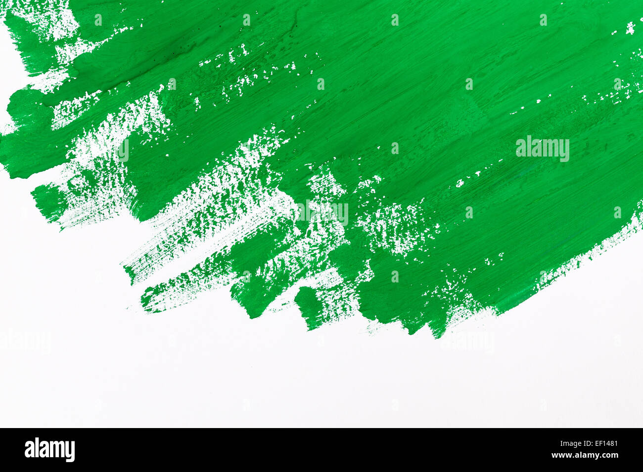 abstract green paint brush strokes watercolor background on white paper