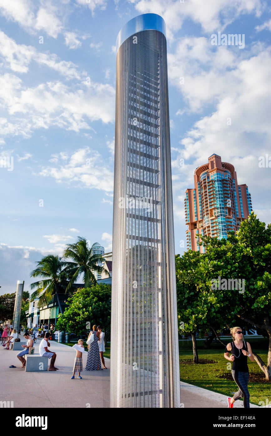 Miami Beach Florida,South Pointe Park,Point,turtle light tower,FL141107008 Stock Photo
