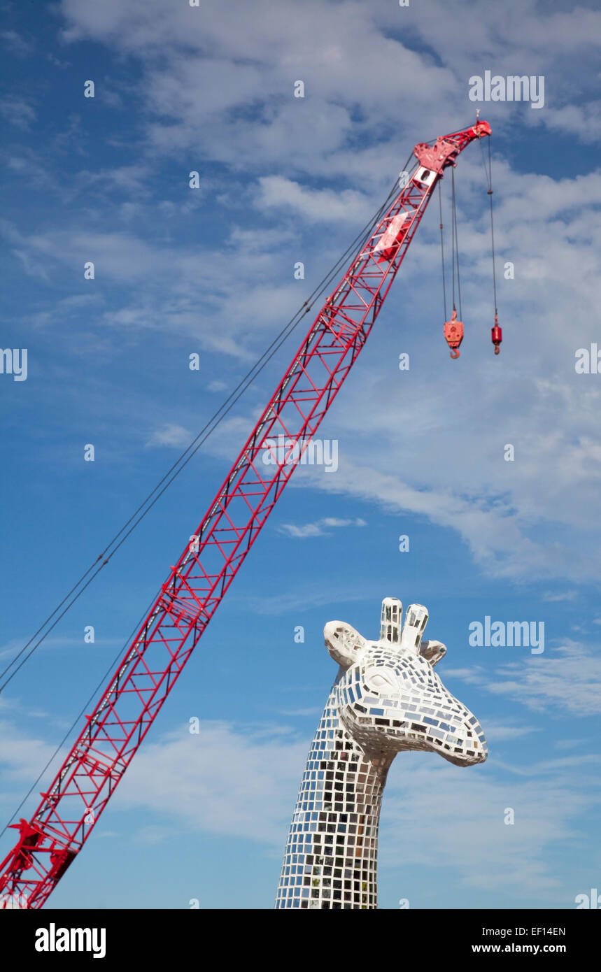 Christchurch Stands Tall, giraffe sculpture, Christchurch, New Zealand Stock Photo