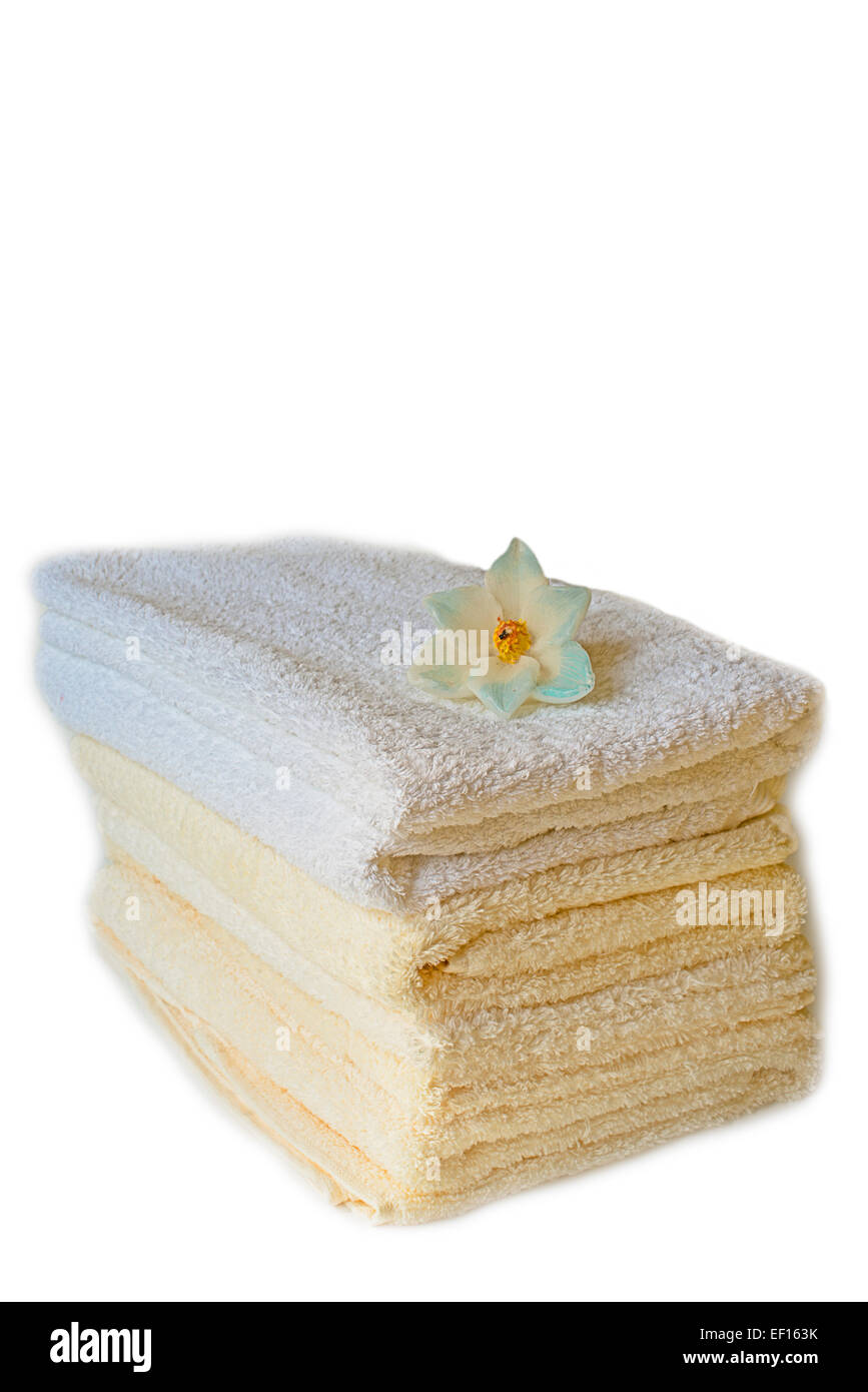 procedures towels spa pool textiles isolate people Stock Photo