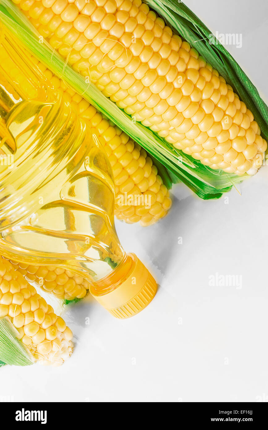 corn oil on a white background, biofuels, food, agriculture, gastronomy