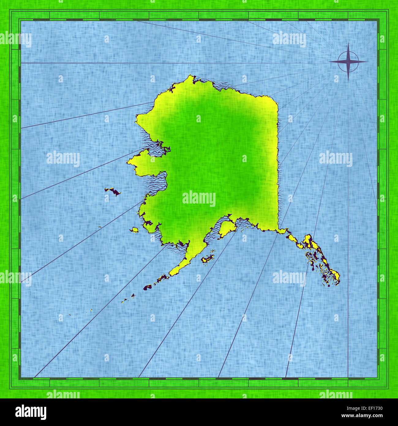 Antique map of Alaska (hand drawn approximate) Stock Photo