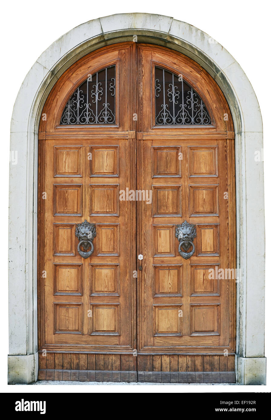 old wood door isolated on white background Stock Photo - Alamy