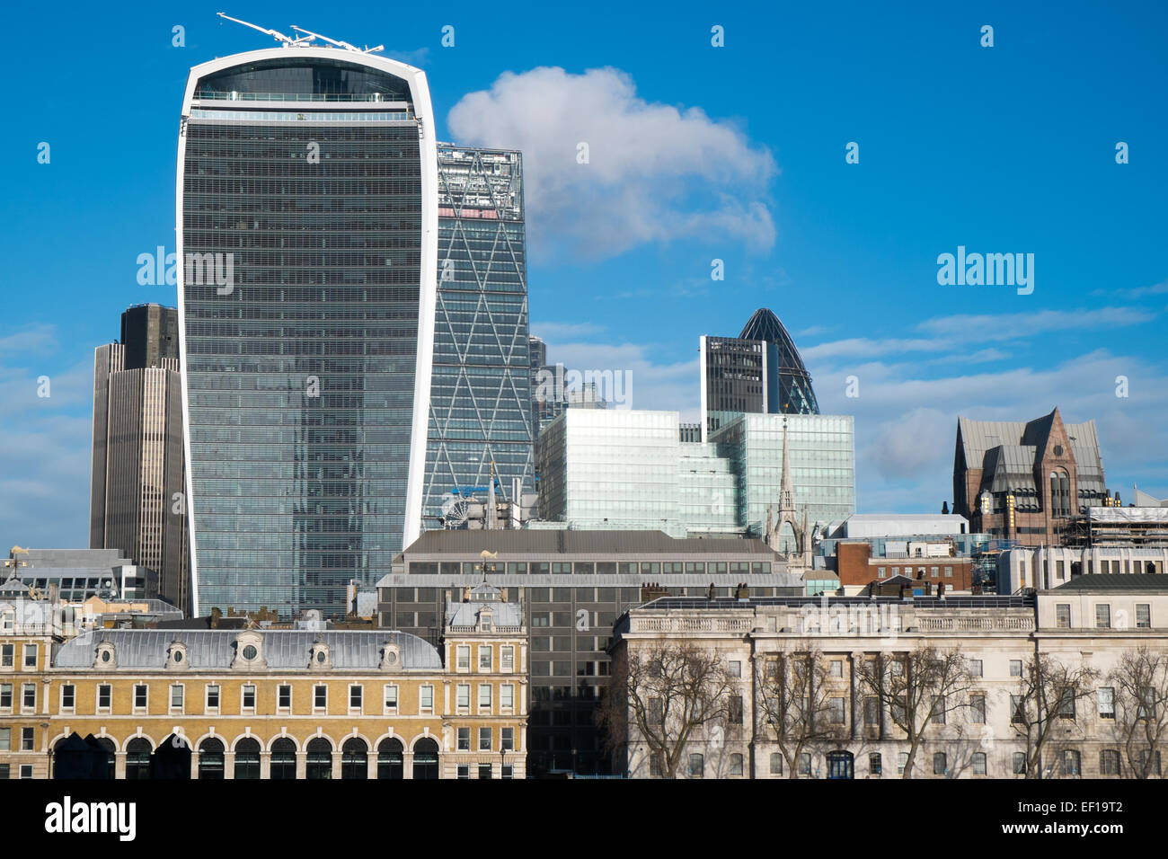 city of london, gherkin,walkie talkie building,cheesegrater,old billingsgate fish market , customs house - natwest tower Stock Photo