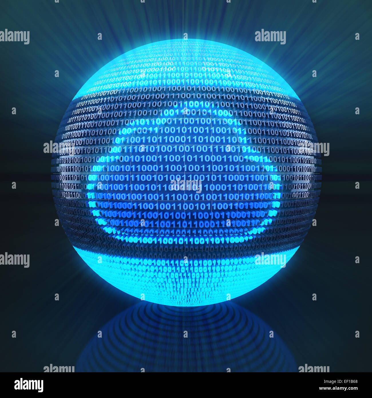 Cloud symbol on globe formed by binary code Stock Photo