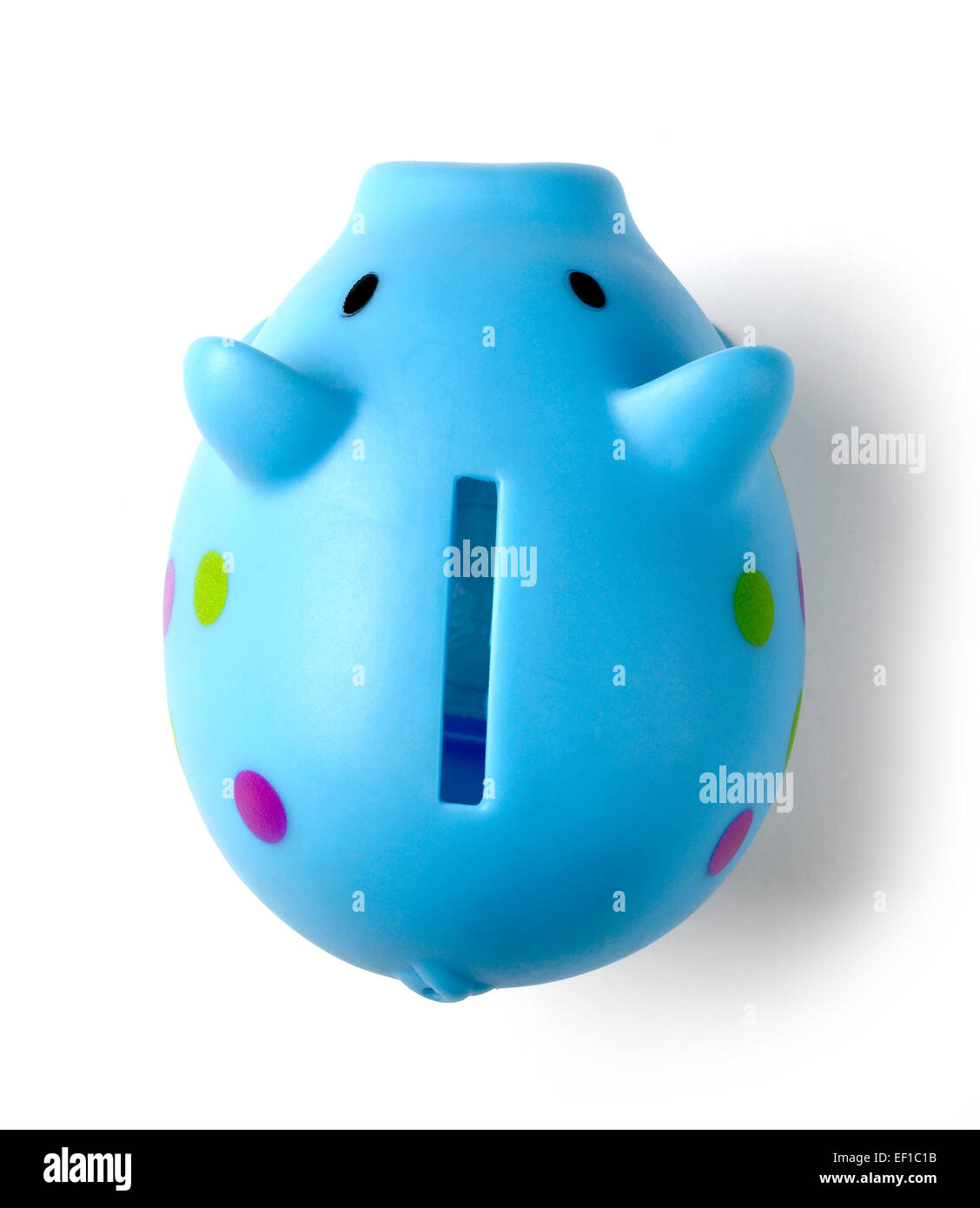Blue Plastic Piggy Bank Stock Photo