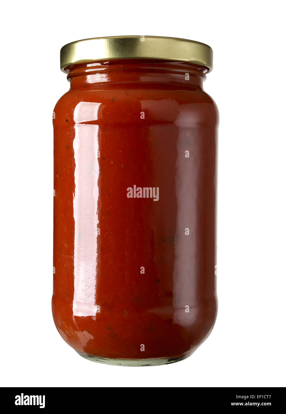 Glass jar of tomato sauce Stock Photo