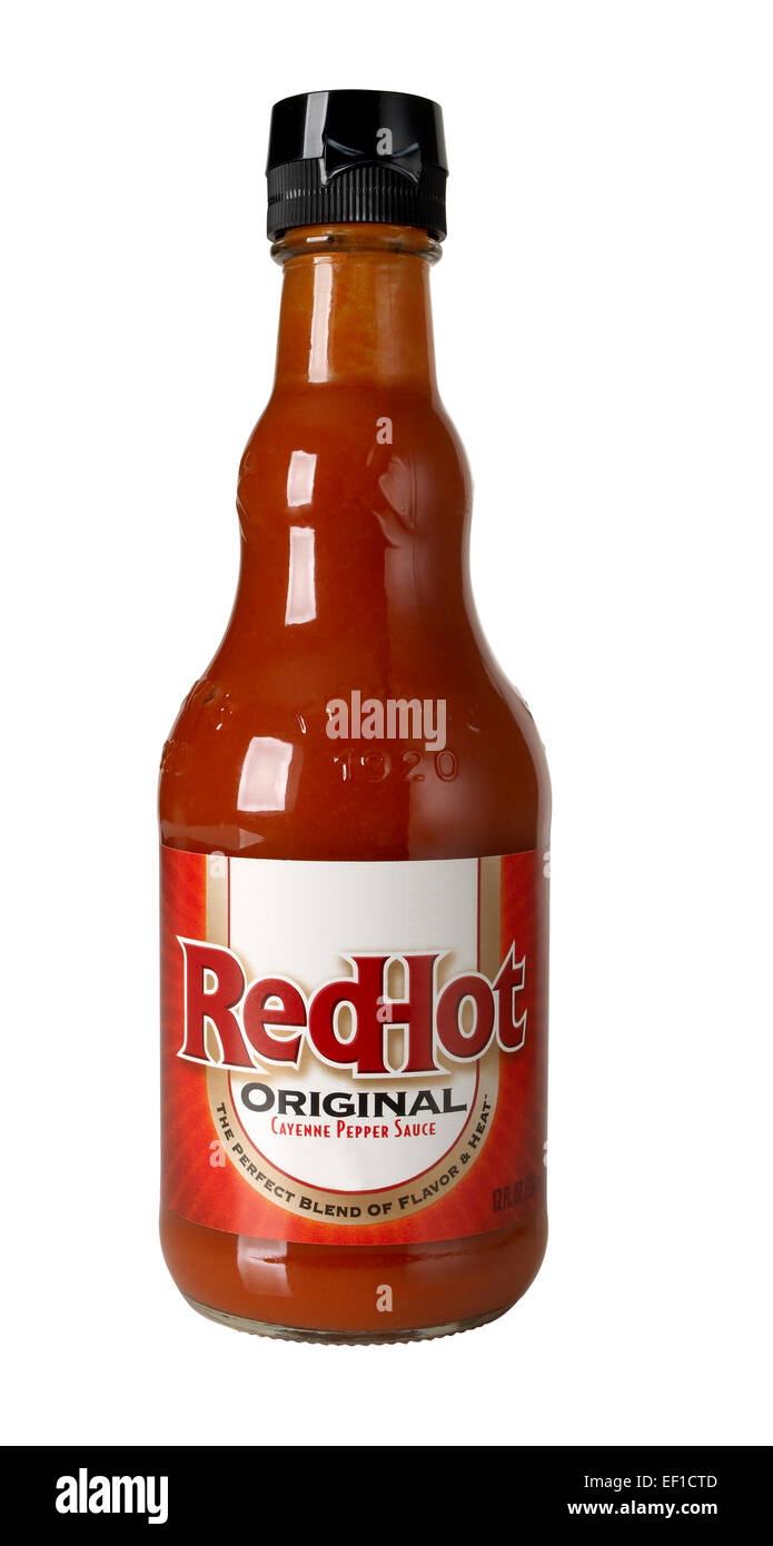Bottle of hot sauce Stock Photo