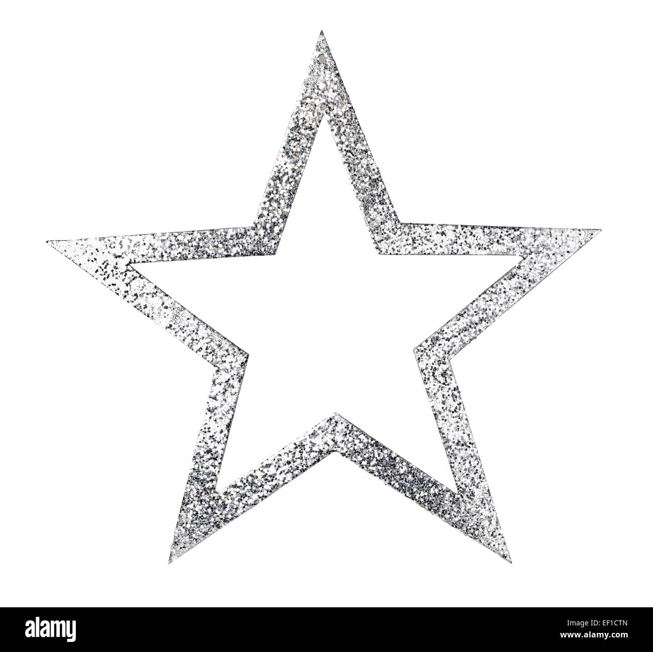 Silver Glittering star cutout Stock Photo