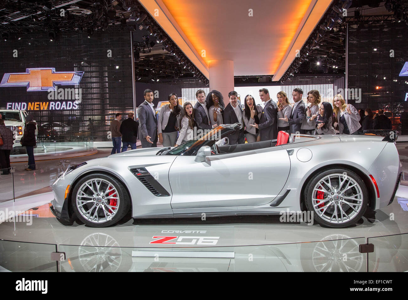 Detroit, Michigan - The Chevrolet Corvette Z06 on display at the North American International Auto Show. Stock Photo