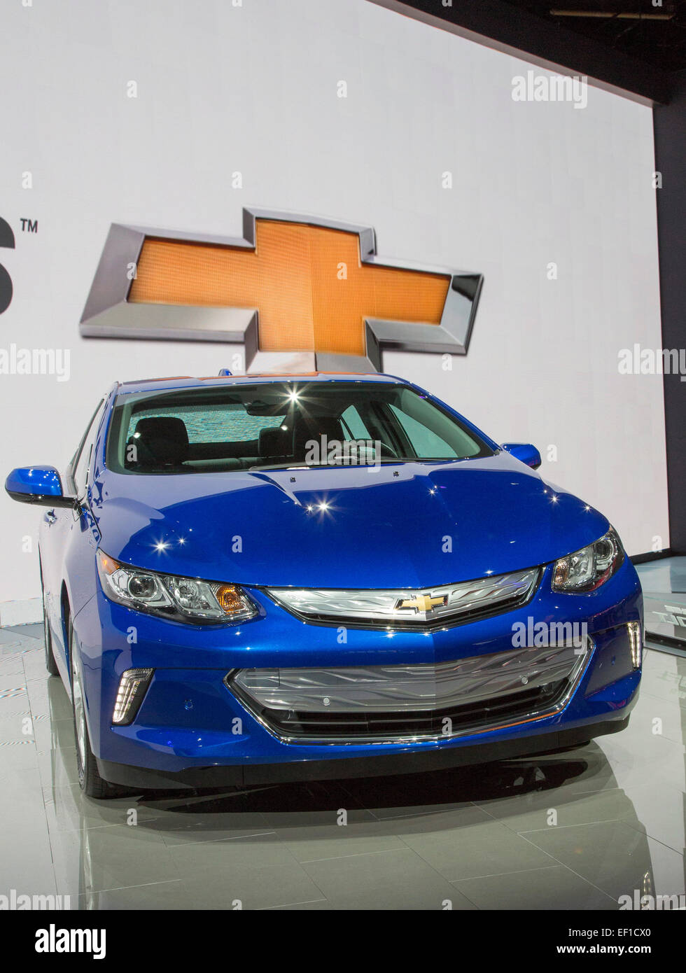 Detroit, Michigan - The 2016 Chevrolt Volt on display at the North American International Auto Show. Stock Photo