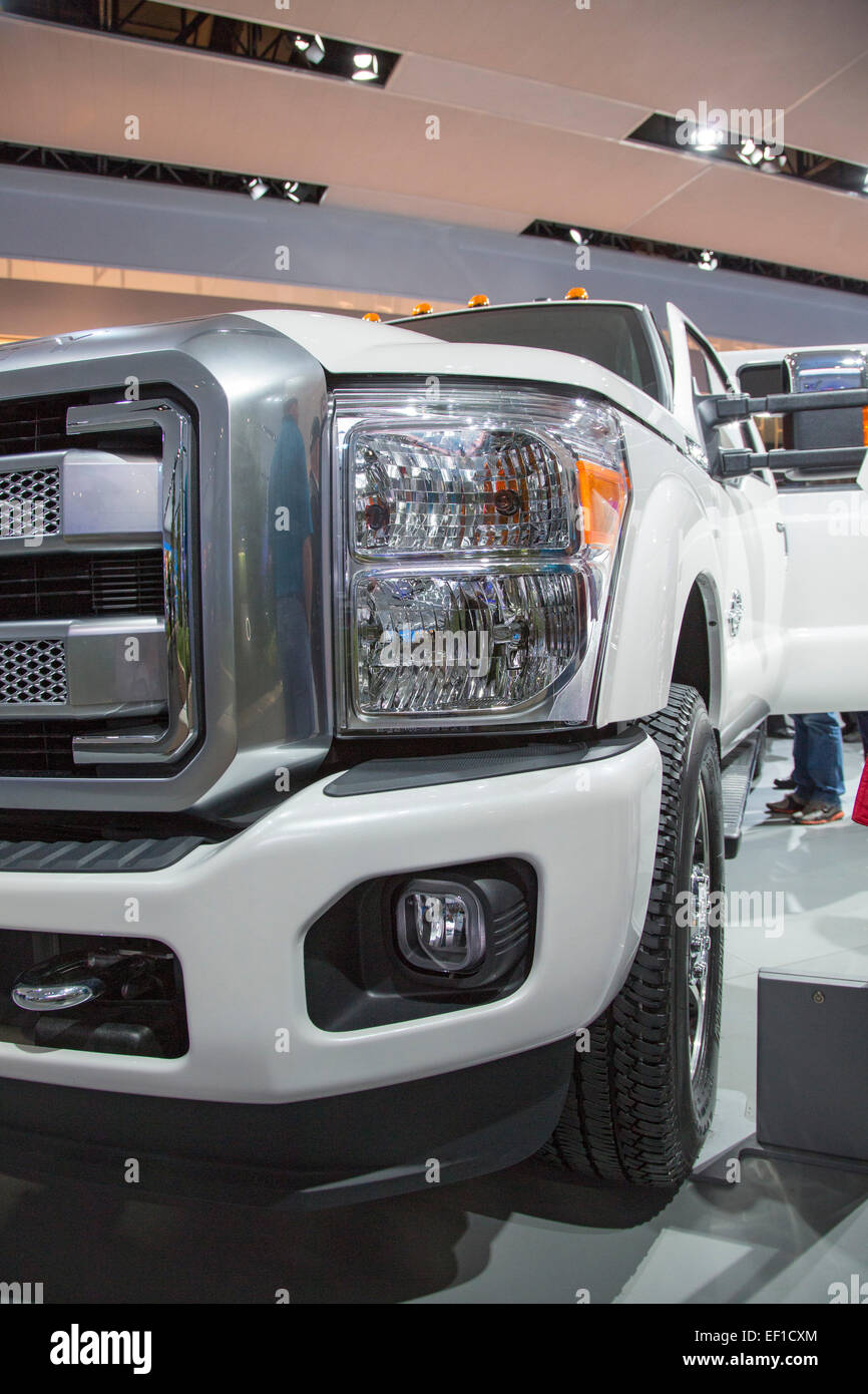 Detroit, Michigan - The Ford F-350 Super Duty truck on display at the North American International Auto Show. Stock Photo