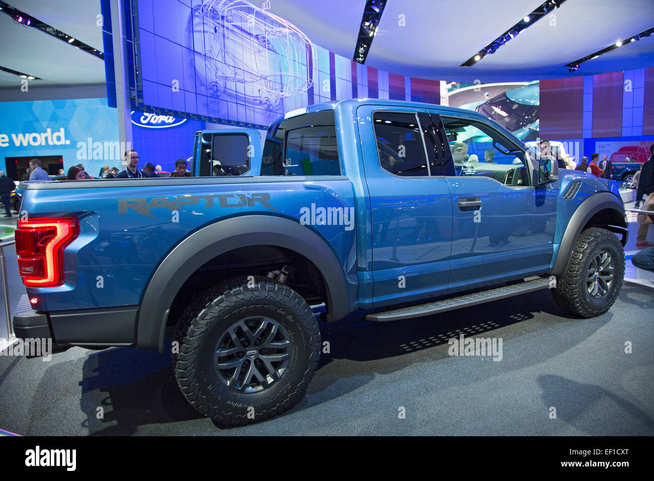Detroit, Michigan - The Ford F-150 Raptor aluminum body pickup truck on display at the North American International Auto Show. Stock Photo