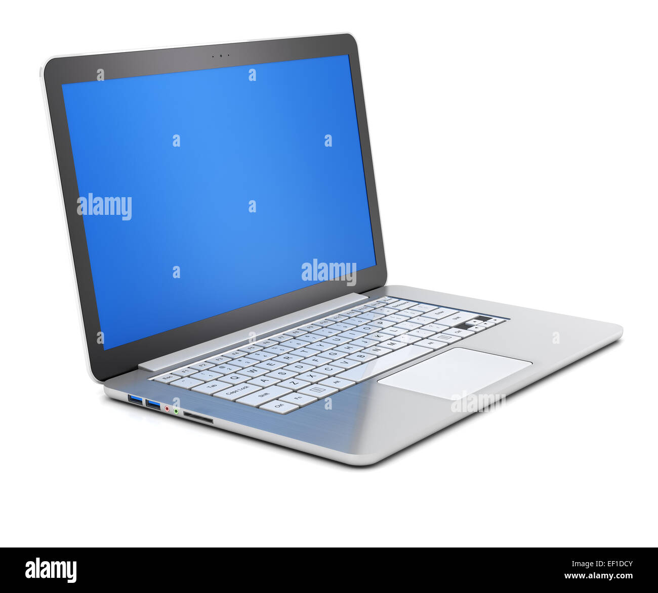 Laptop with blank screen, 3d render Stock Photo