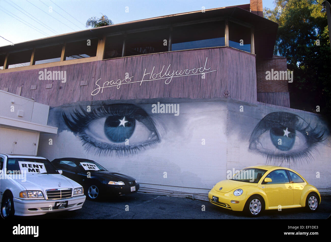 Spago Restaurant on the Sunset Strip in Los Angeles circa 1980s. Stock Photo