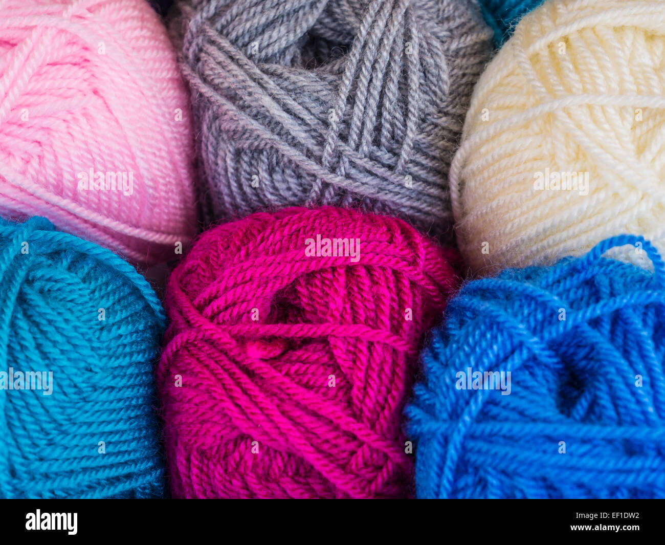 Colorful knitting wool balls. Stock Photo