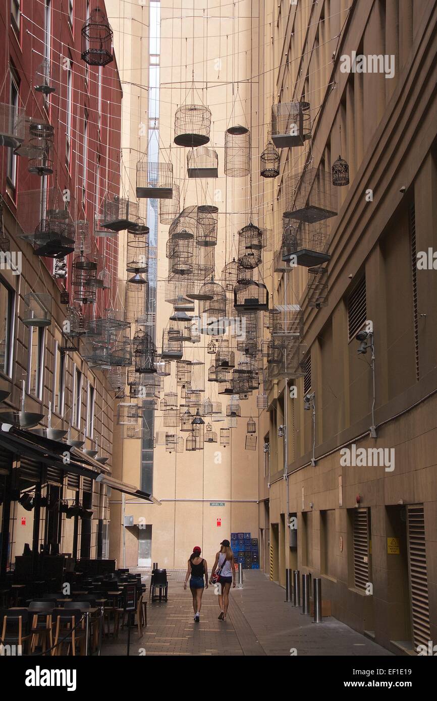 In Angel Place, empty birdcages can be seen overhead. Michael Thomas