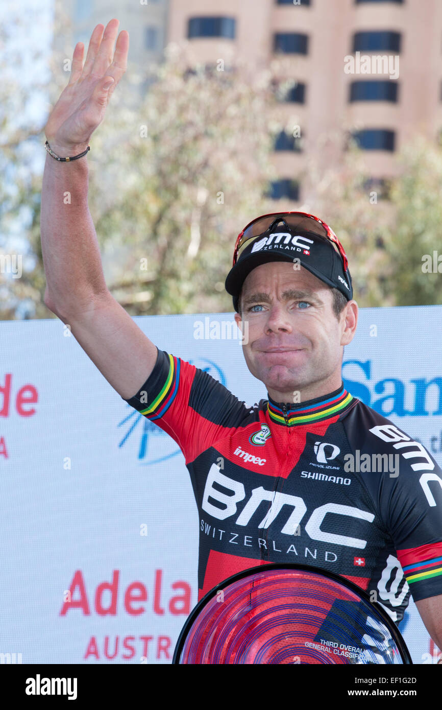 Cadel Evans (AUS) from the BMC Racing Team (USA) finished third overall in the 2015 Tour Down Under. Stock Photo