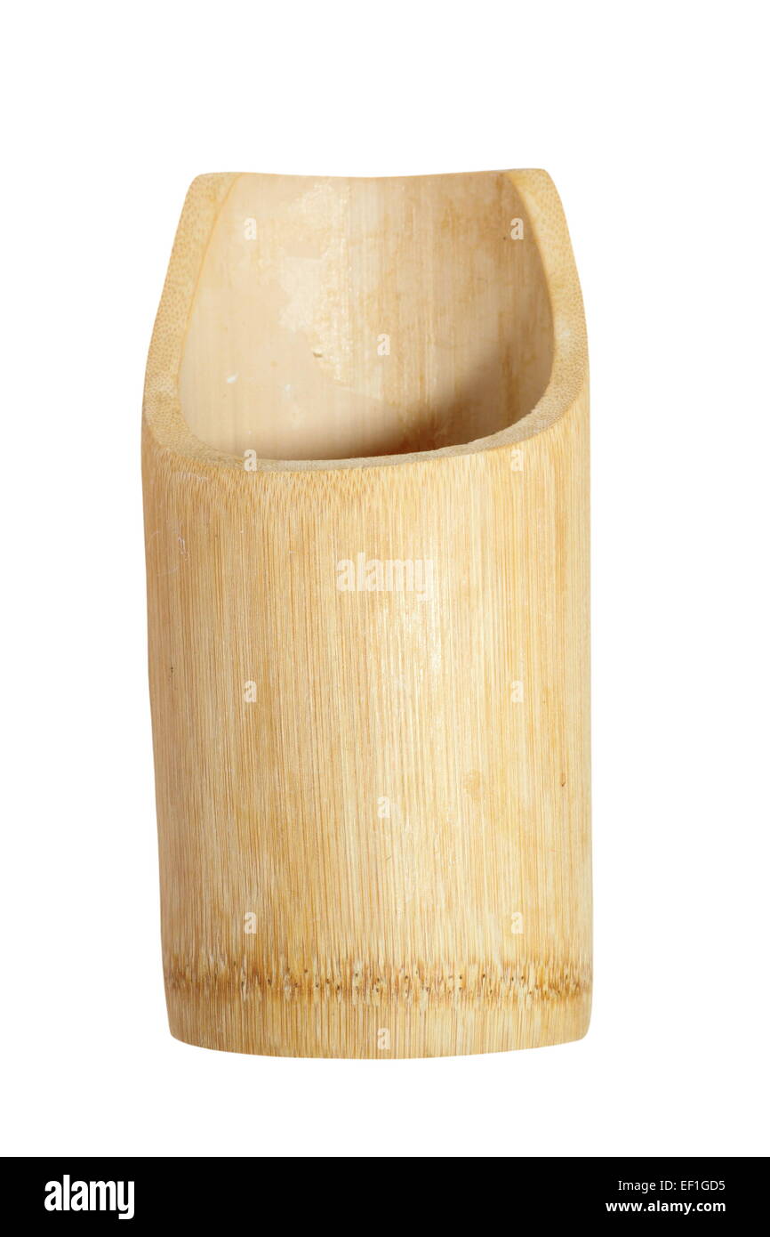 wooden container for kitchen utensils isolated over white background