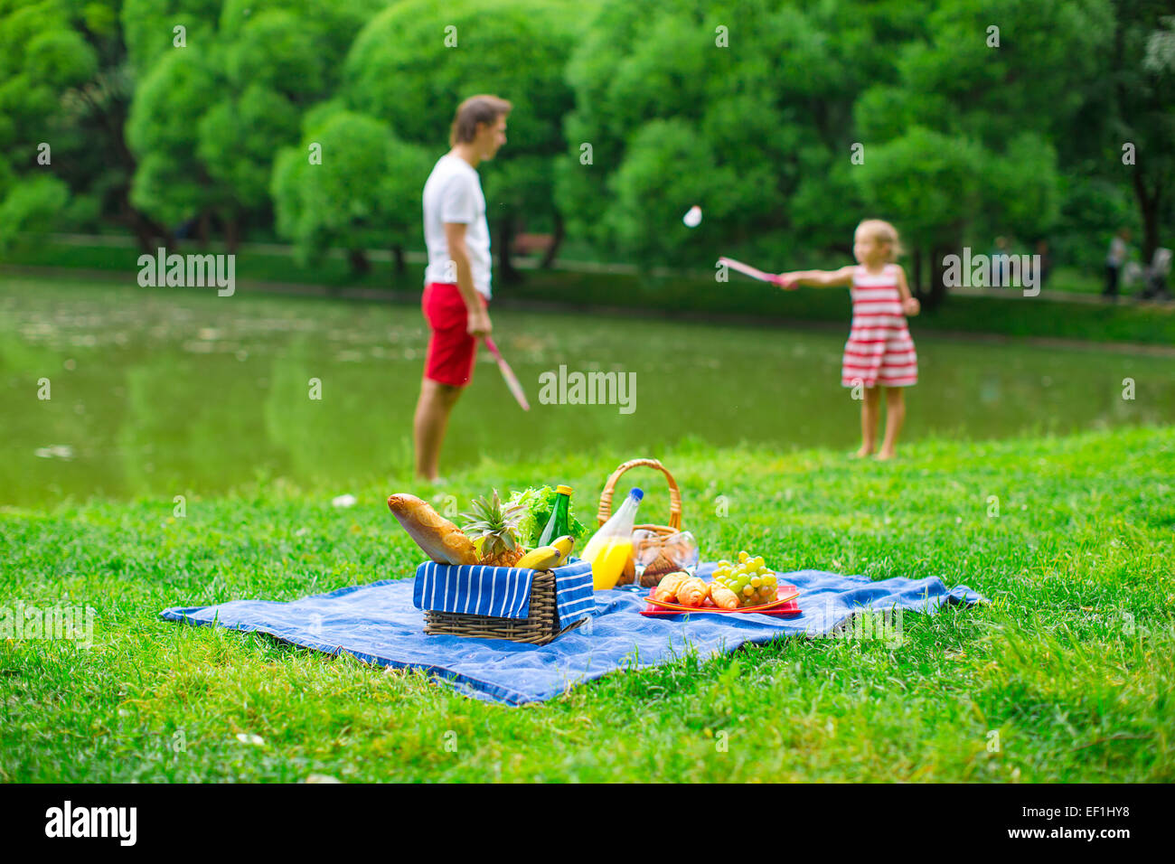 Happy family picnicking in the park Stock Photo - Alamy