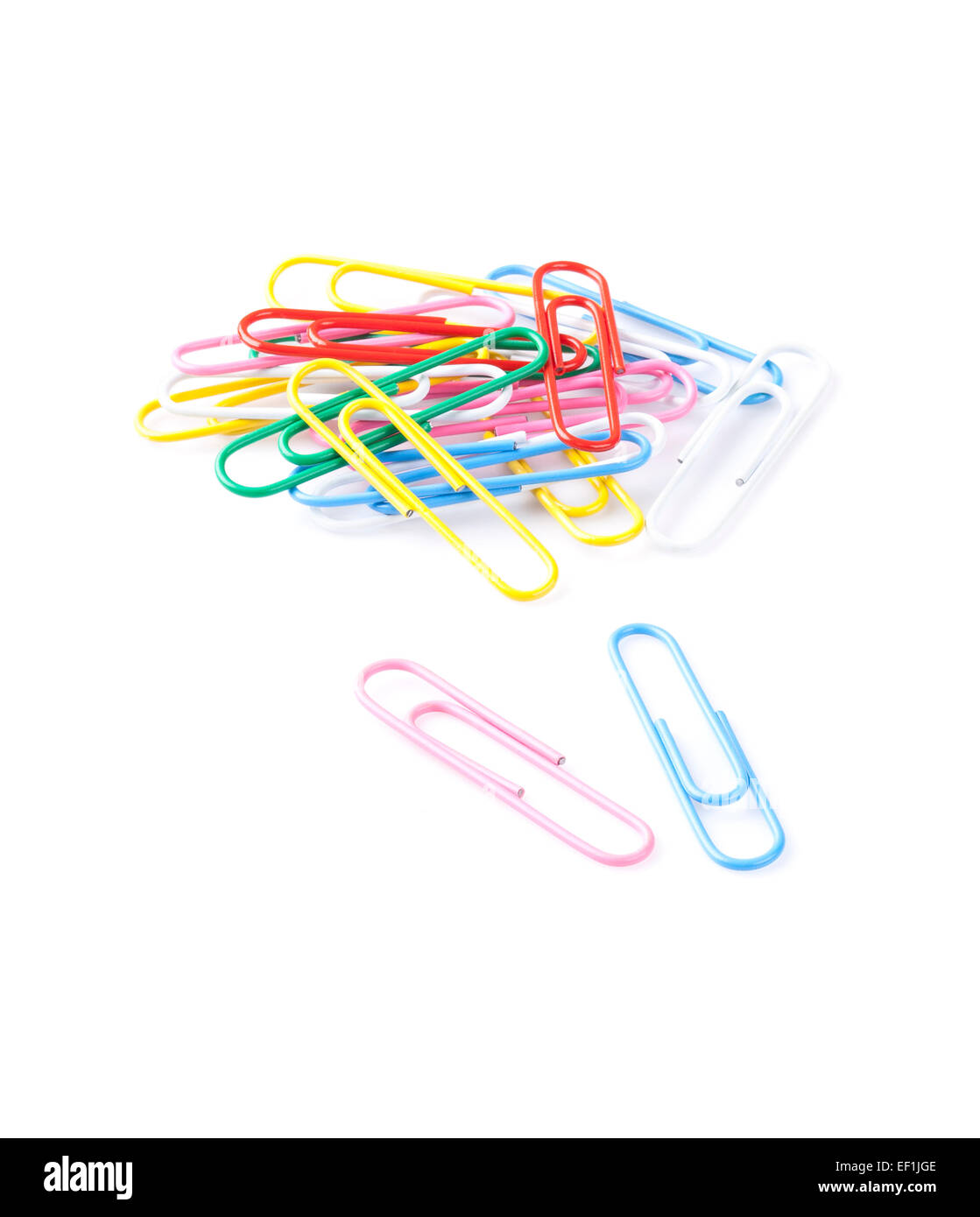 colorful paper clips isolated on white background Stock Photo