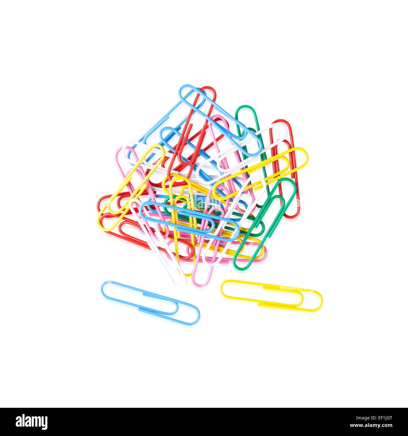 colorful paper clips isolated on white background Stock Photo