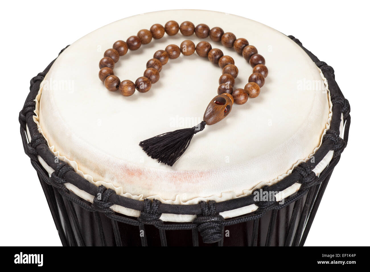 drum and Rosary Beads, isolated Stock Photo