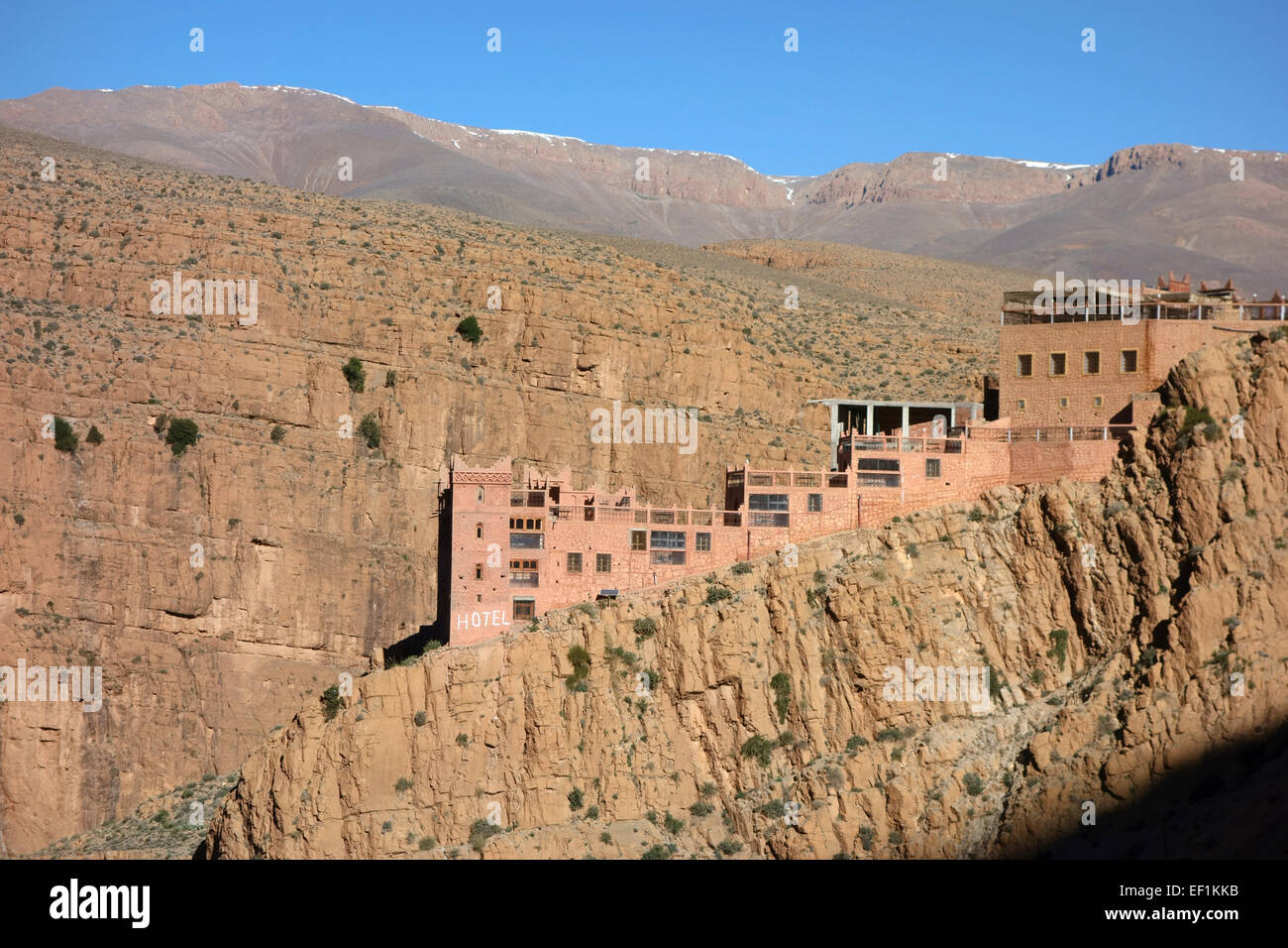 Hotel in the Atlas mountains in Dades Gorge, Morocco Stock Photo