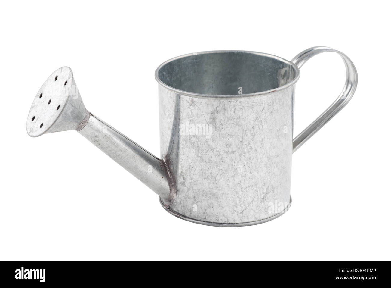 small tin watering can isolated on white Stock Photo
