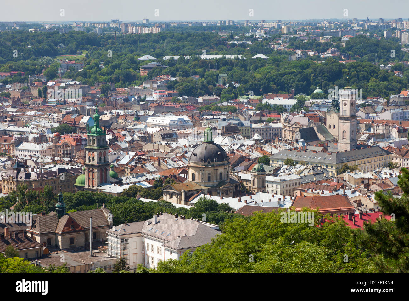 Top view of the Lvov city from height Stock Photo