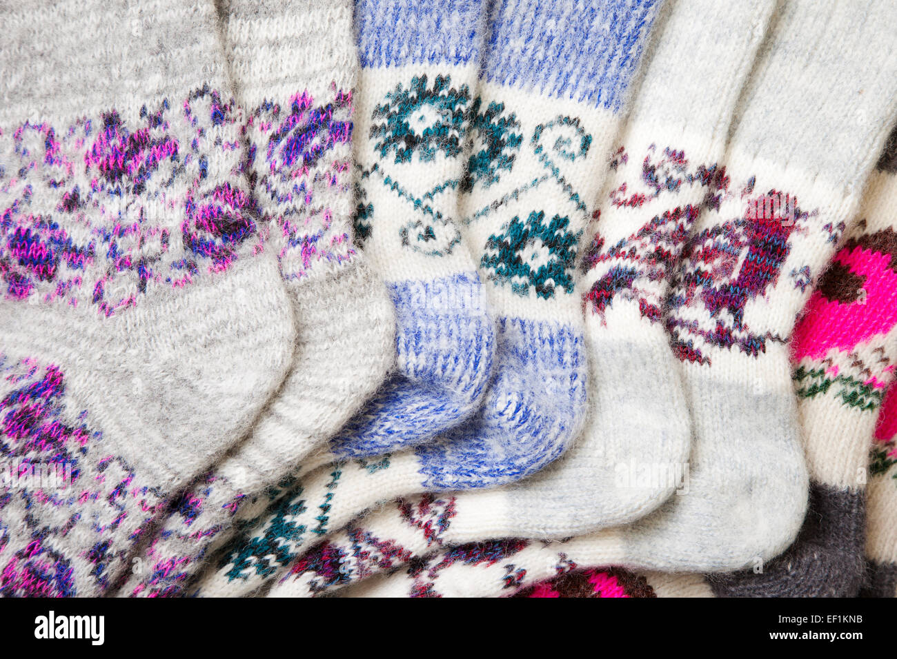 knitted woolen socks Stock Photo