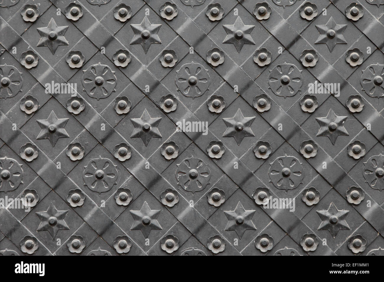 background of decorated door with wrought iron Stock Photo - Alamy