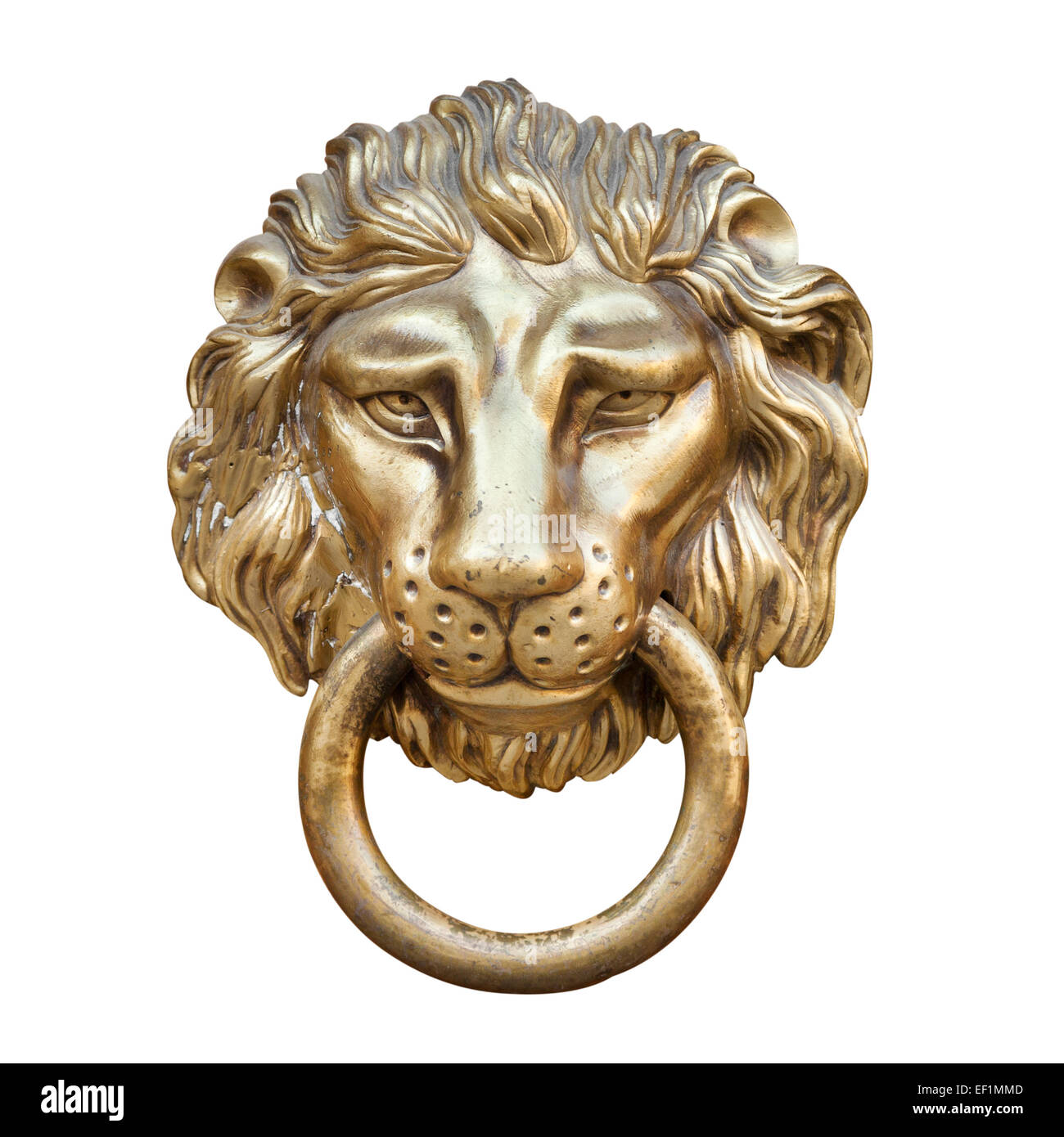 lion head, Door knocker, isolated on white Stock Photo