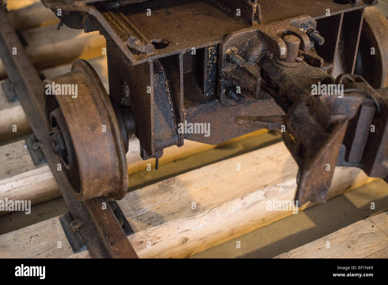 View of old coal mine cart. Stock Photo
