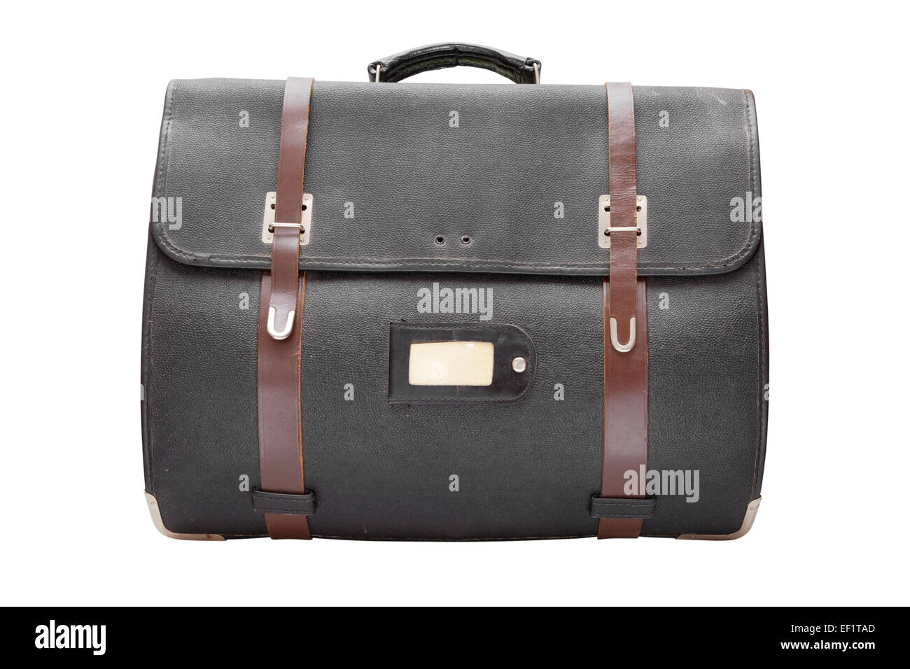 retro leather satchel bag,isolated on white Stock Photo