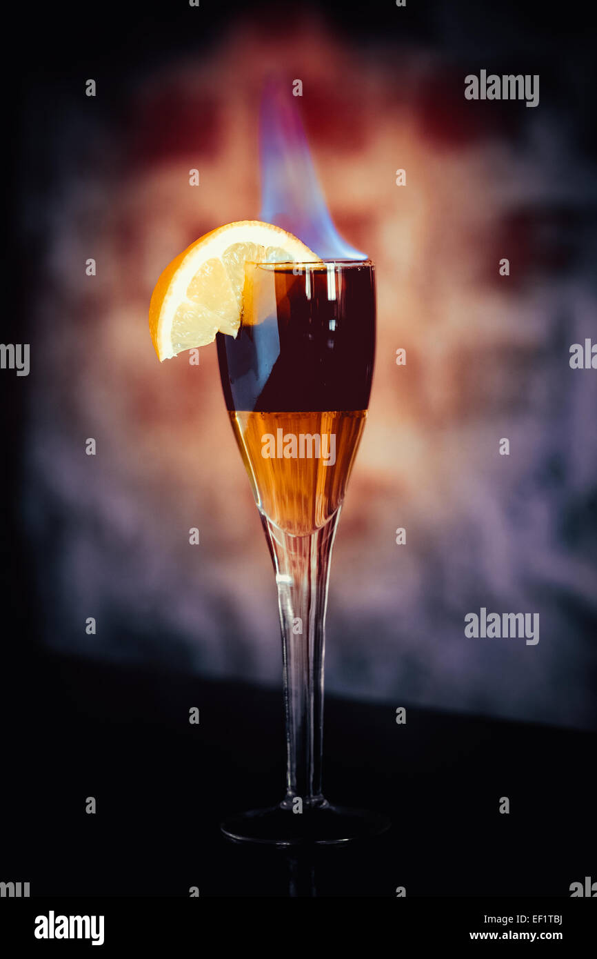 alcohol cocktail with coffee, vintage stylized photo Stock Photo