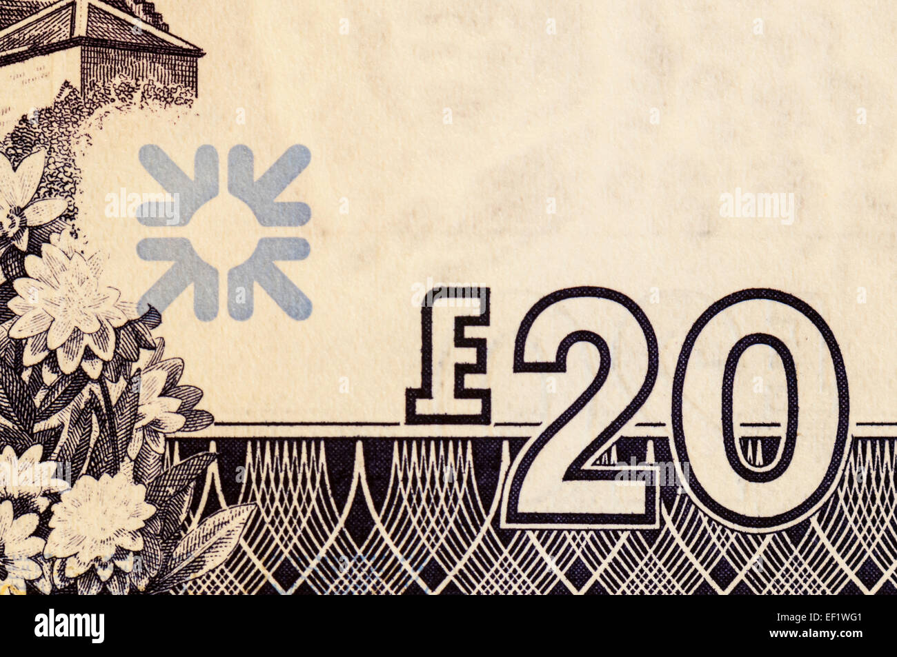 Macro, close-up of a Royal Bank of Scotland £20 note Stock Photo