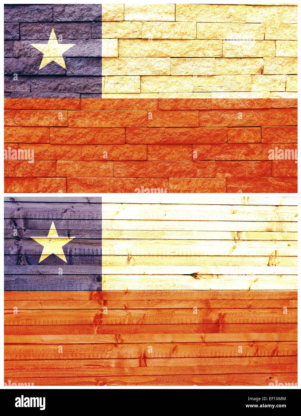 Vintage wall flag of Chile Stock Photo