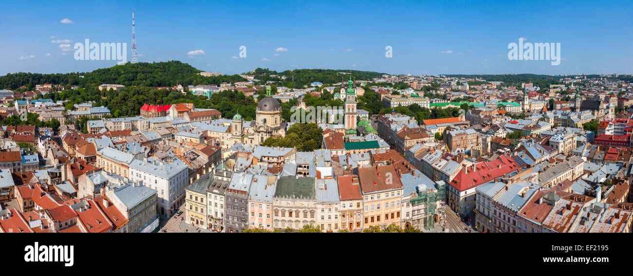 Top view of the Lvov city from height. Ukraine. Stock Photo