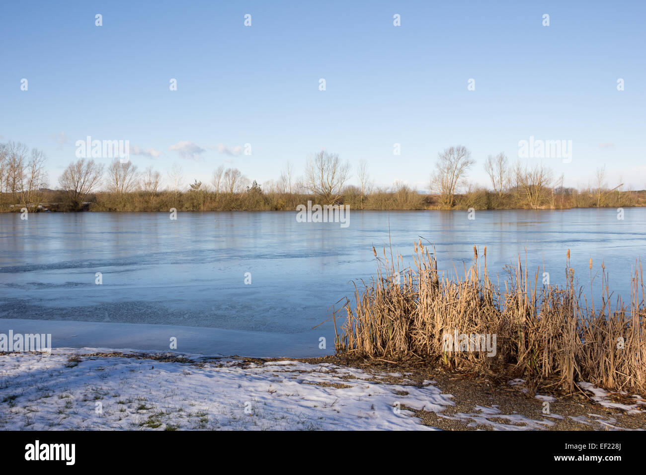 Frozen Lake Kings Village Landscape Stock Photo