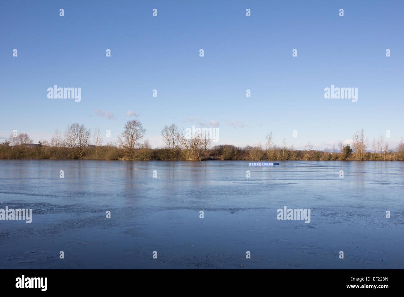 Frozen Lake Kings Village Landscape Stock Photo