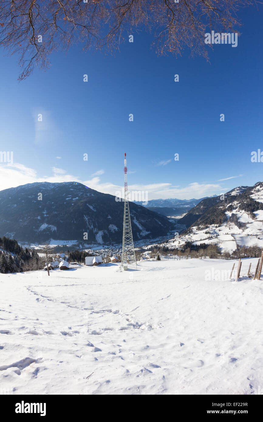 Winter Landscape Broadcasting Tower Mitterberg Stock Photo