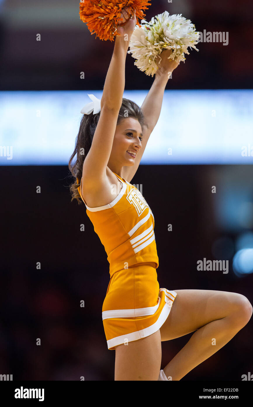 January 24, 2015: Tennessee Volunteers cheerleader Maria Brinias during the NCAA basketball game between the University of Tennessee Volunteers and the Texas A&M Aggies at Thompson Boling Arena in Knoxville TN Stock Photo