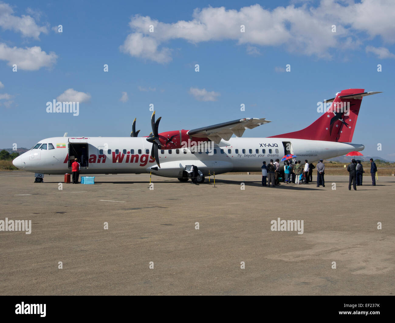 Asian Wings airlines airplane at Heho airport in Shan state, Myanmar Stock Photo