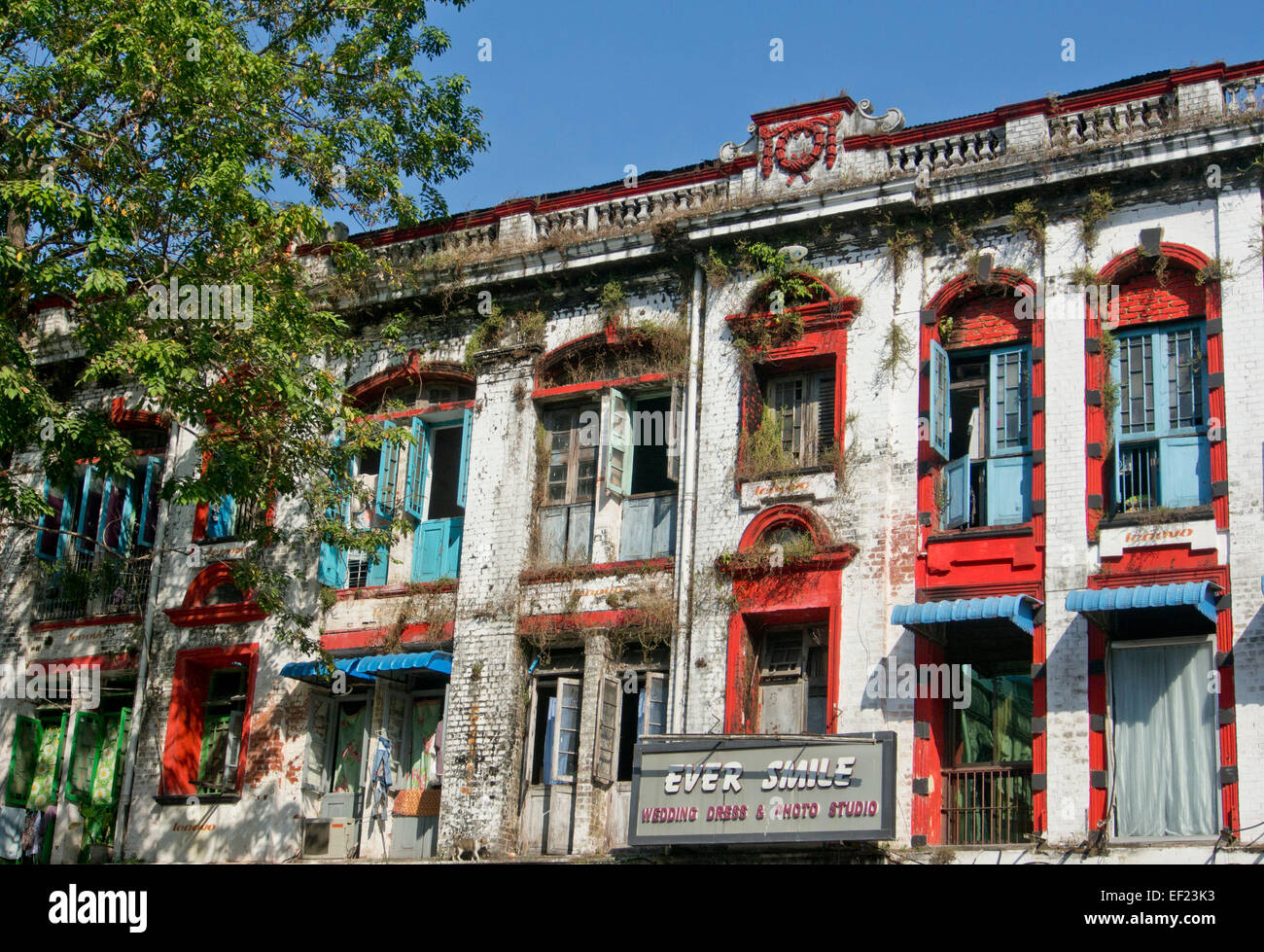 British period colonial buildings in central Yangon, Myanmar Stock Photo