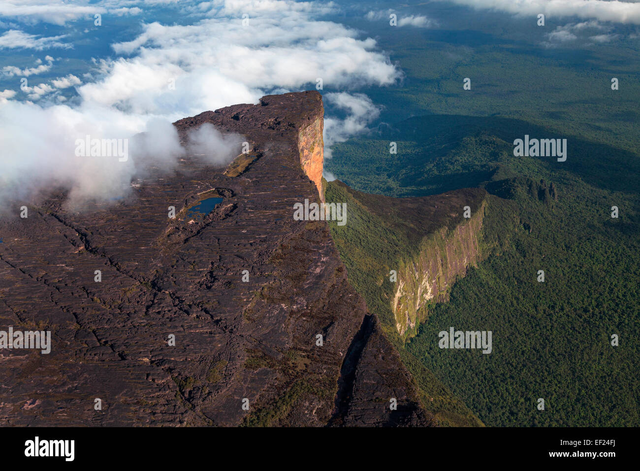 An aerial image of a tepui, Venezuela. Stock Photo